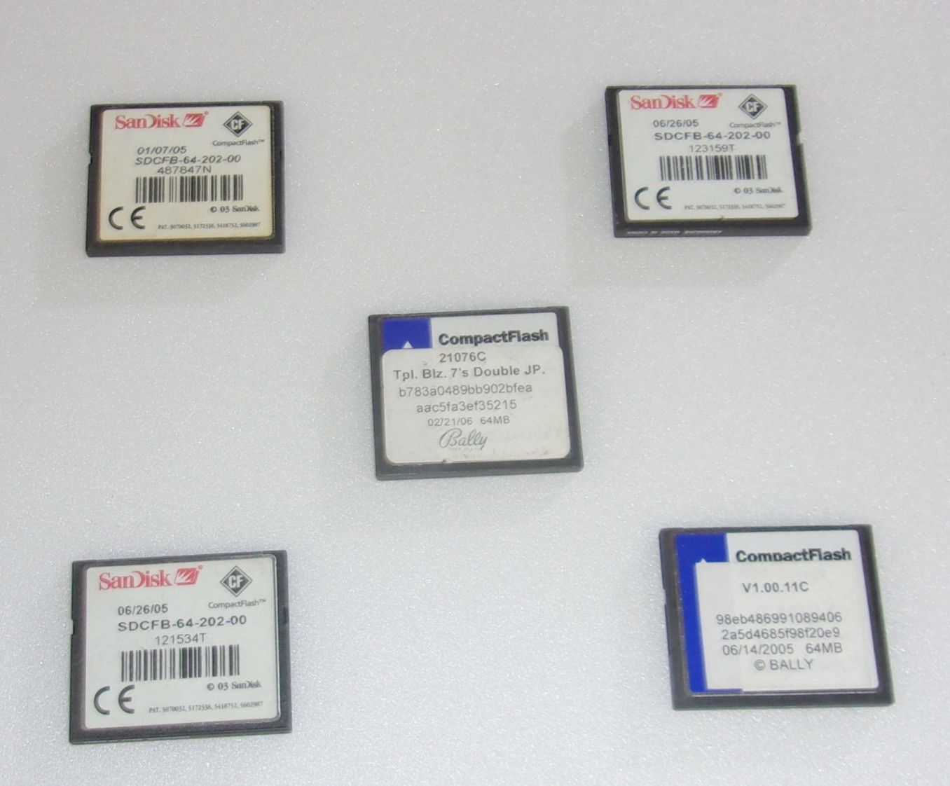 64 MB CF CARD (PACK OF 5 CARDS) (RANDOM SOFTWARE SYSTEM PULLS) - 