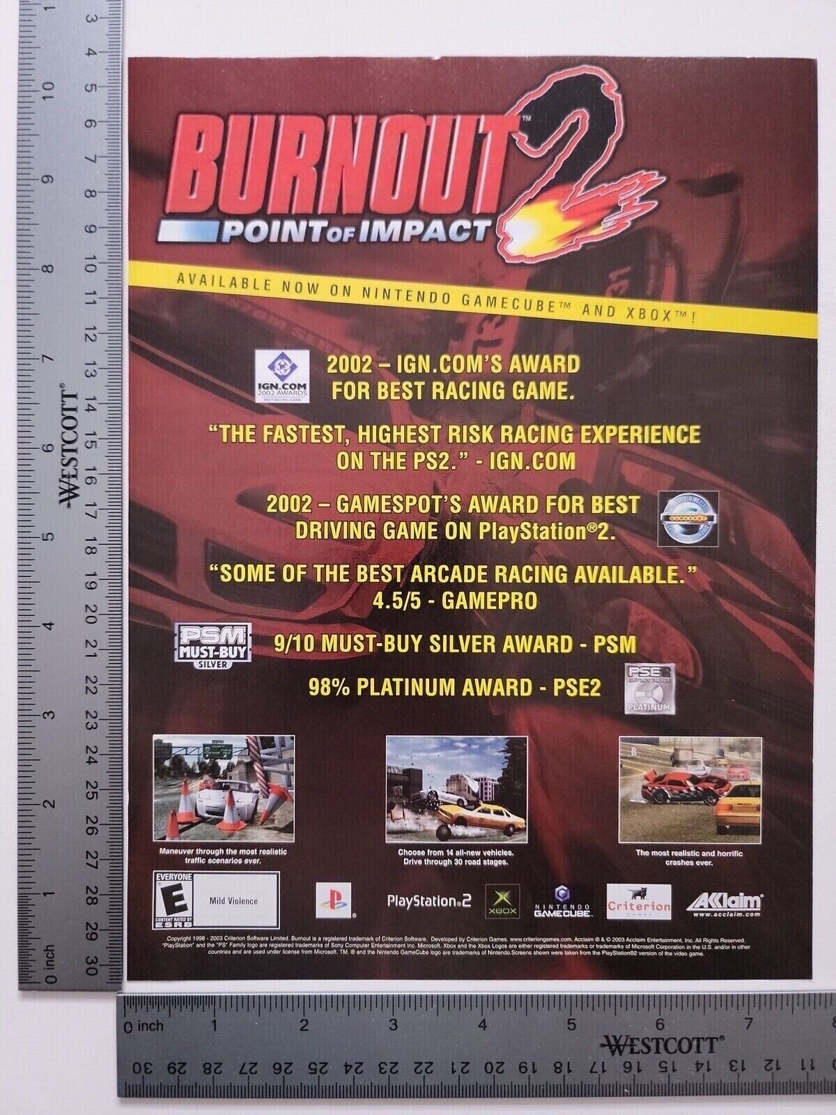 Burnout 2 Point Impact Authentic Print Advertisement / Game Poster Art