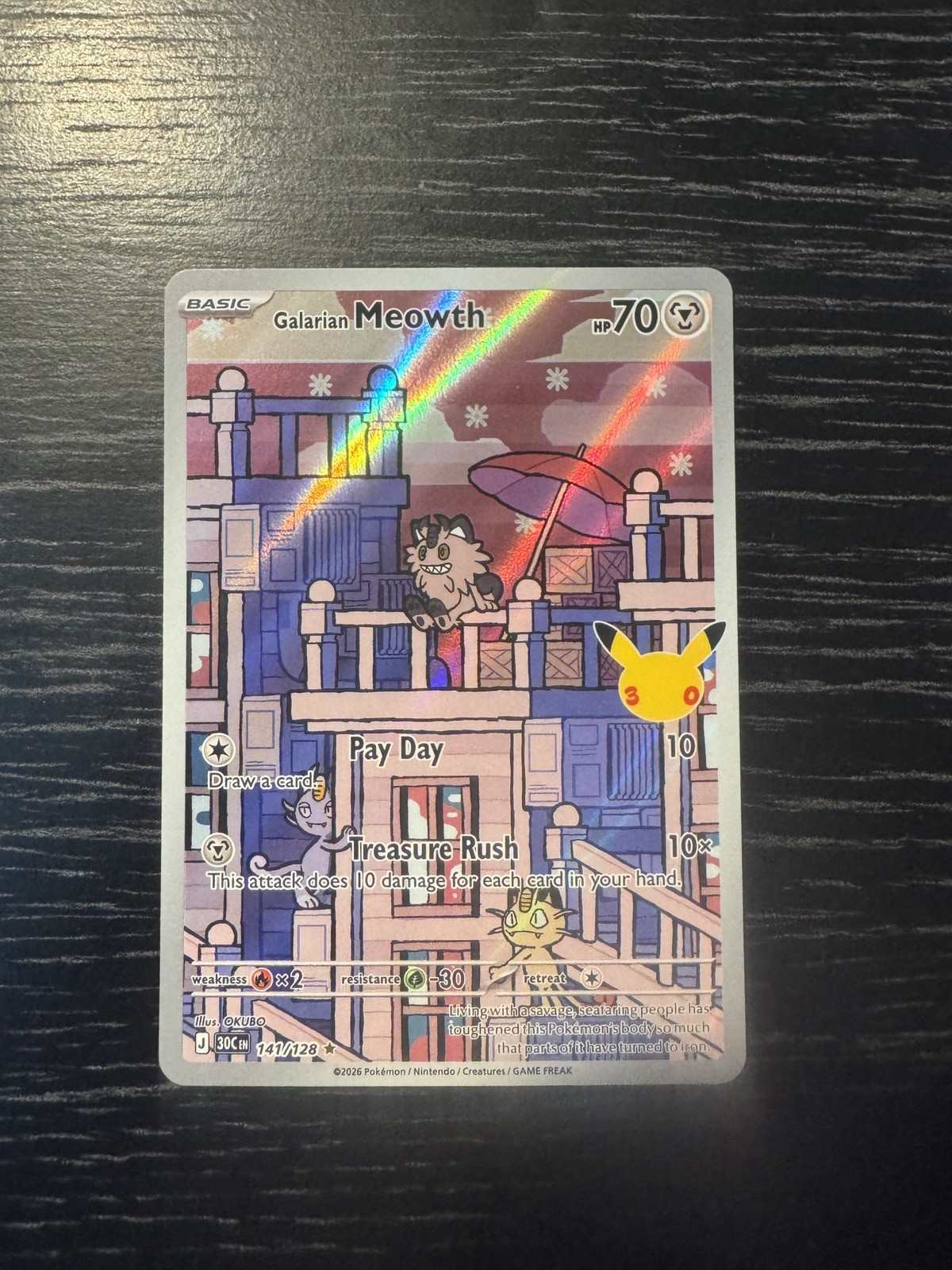 Galarian Meowth 141/128 Scarlet & Violet Illustration Rare Full Art Holo EN