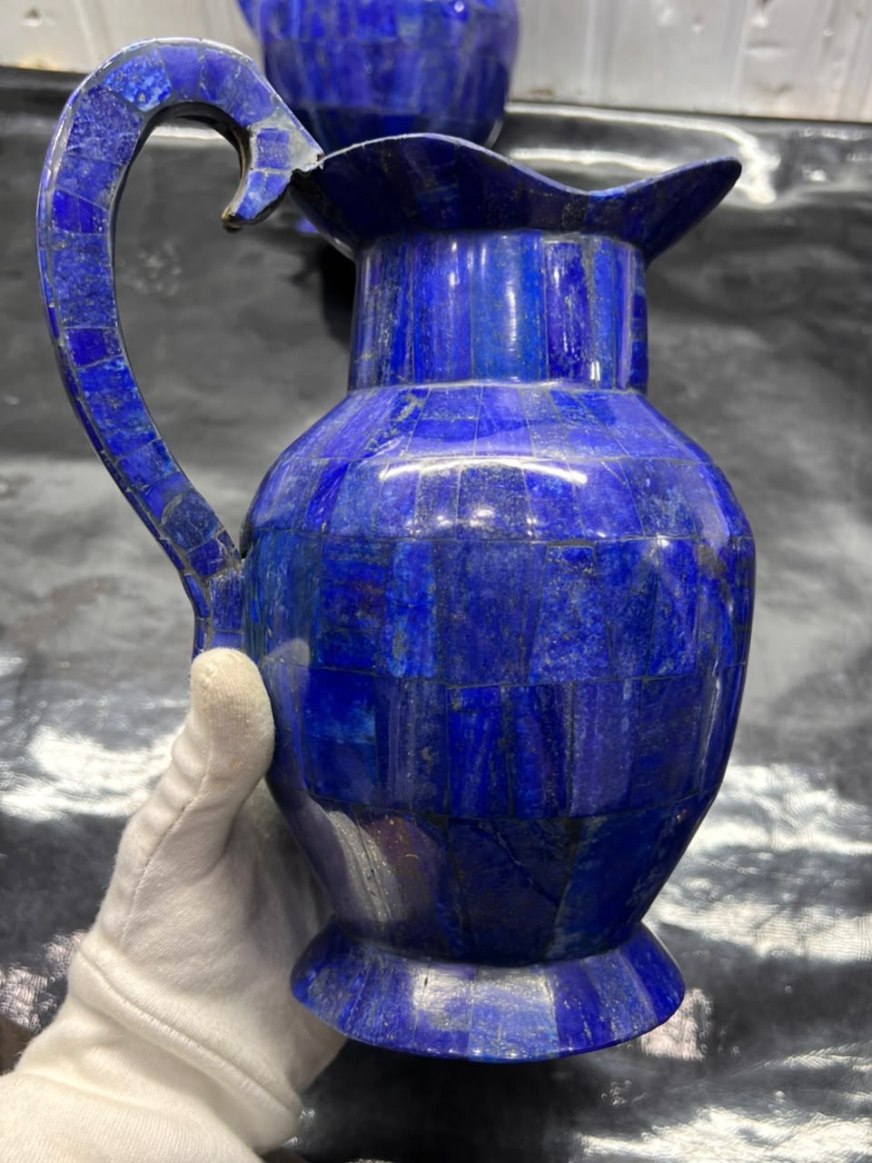 Alternative Title: Handcrafted Natural Lapis Lazuli Decorative Jug Pitcher Blue 