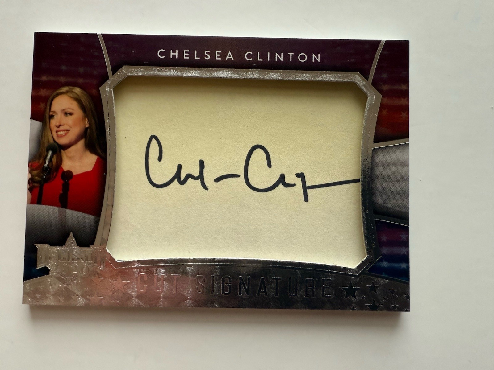 Chelsea Clinton 2020 Decision Cut Signature Silver Foil Auto Card