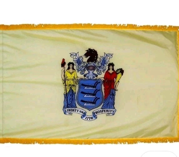 New Jersey Flag Nylon Indoor Flag With Sleeve Liberty And Prosperity Large
