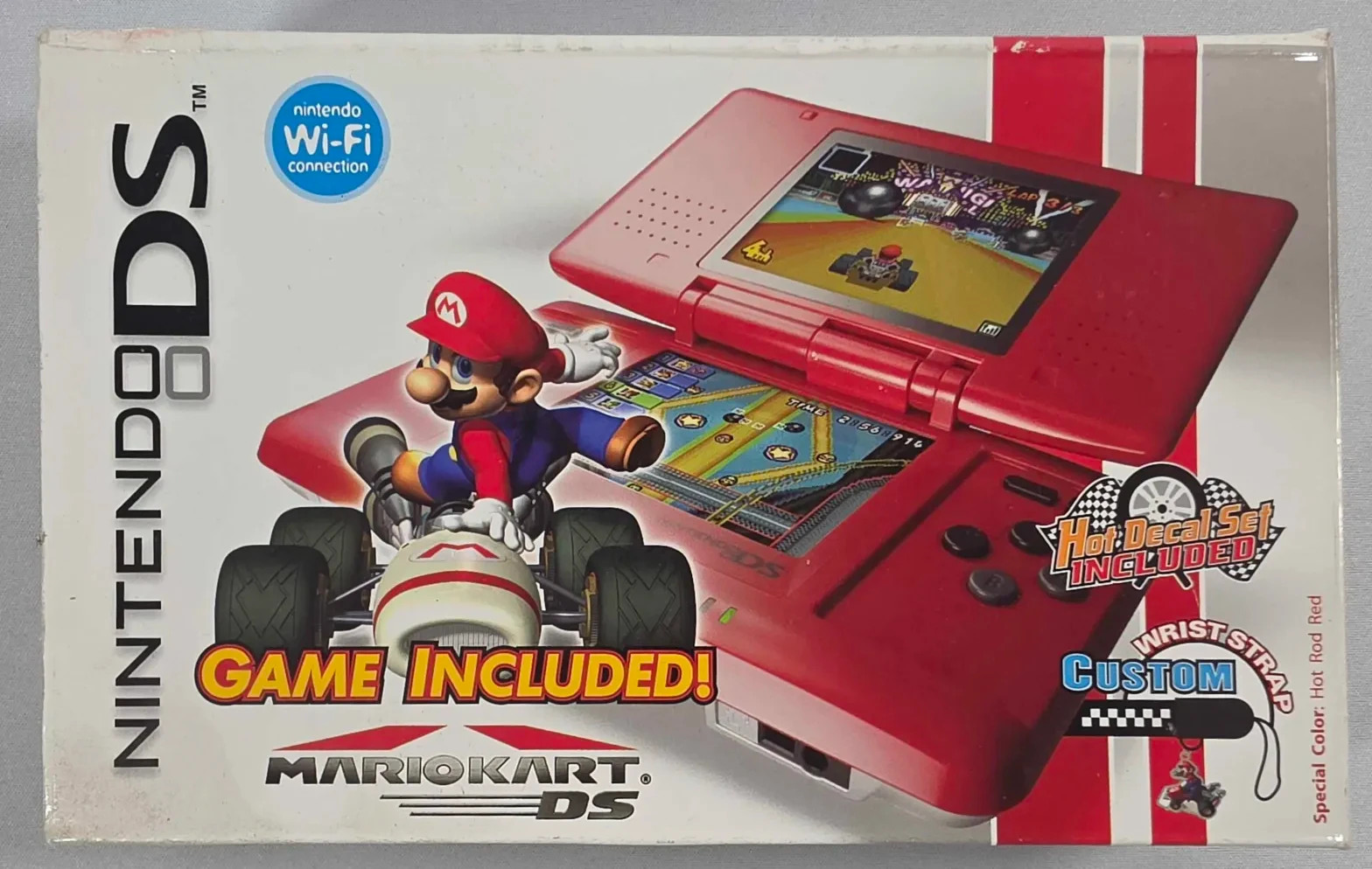 Nintendo DS Hot Rod Red Mario Kart Edition Bundle Pack - ONLY Box, Decals, Strap