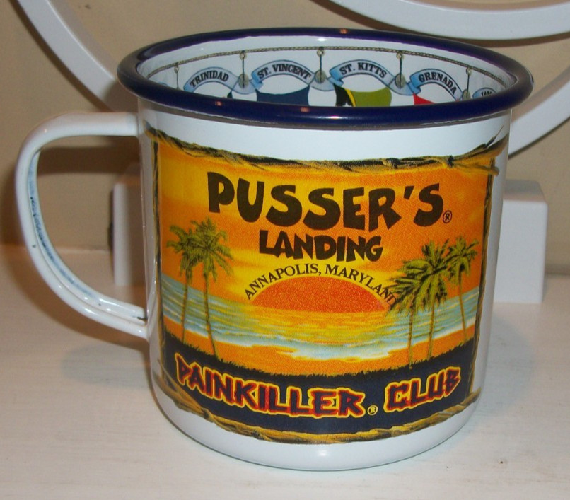 Pusser's Landing Painkiller Club Enameled Cup Annapolis, Maryland Rum Recipe
