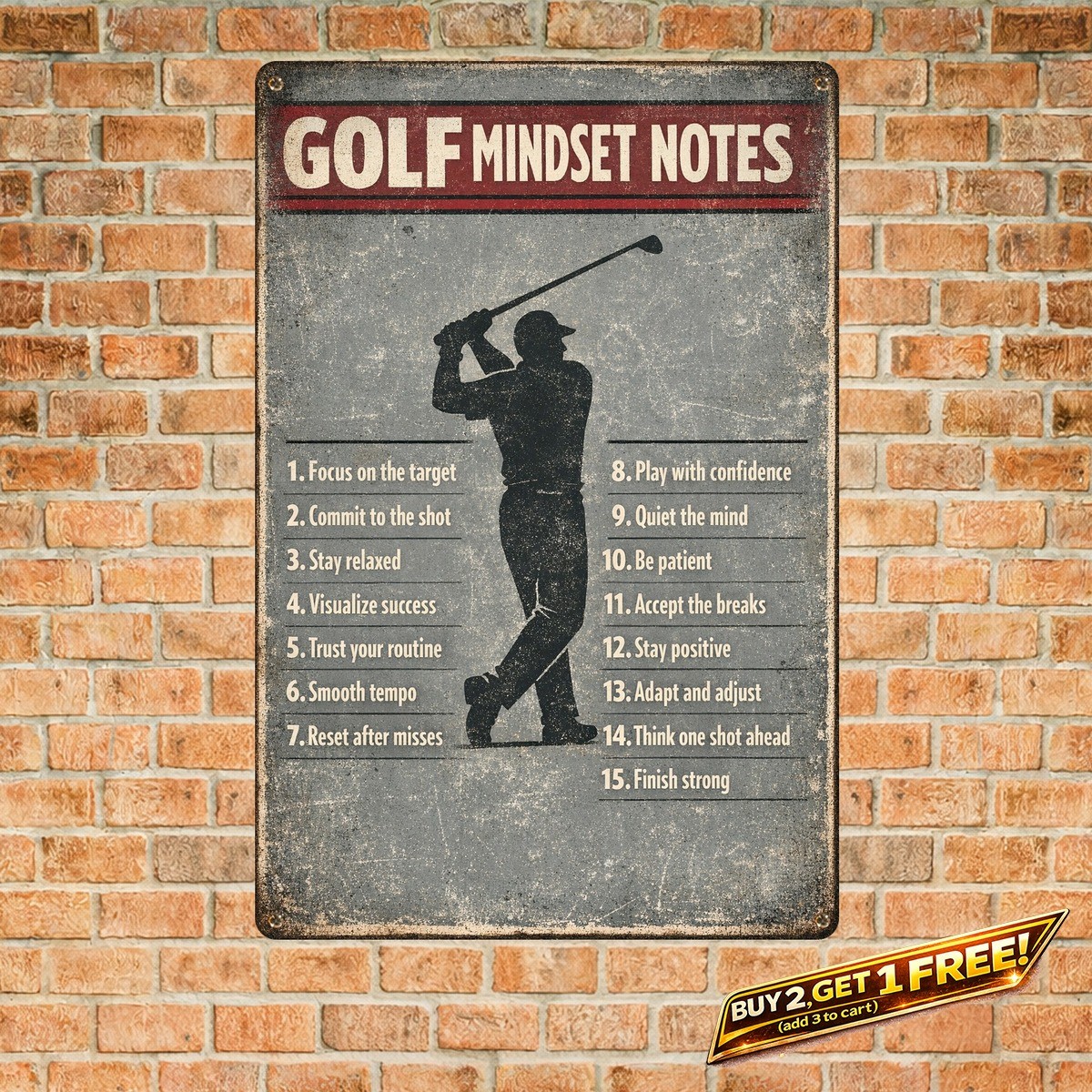 Golf Life Lessons Sign Funny Sports Hobby Motivation Metal Tin Wall Art