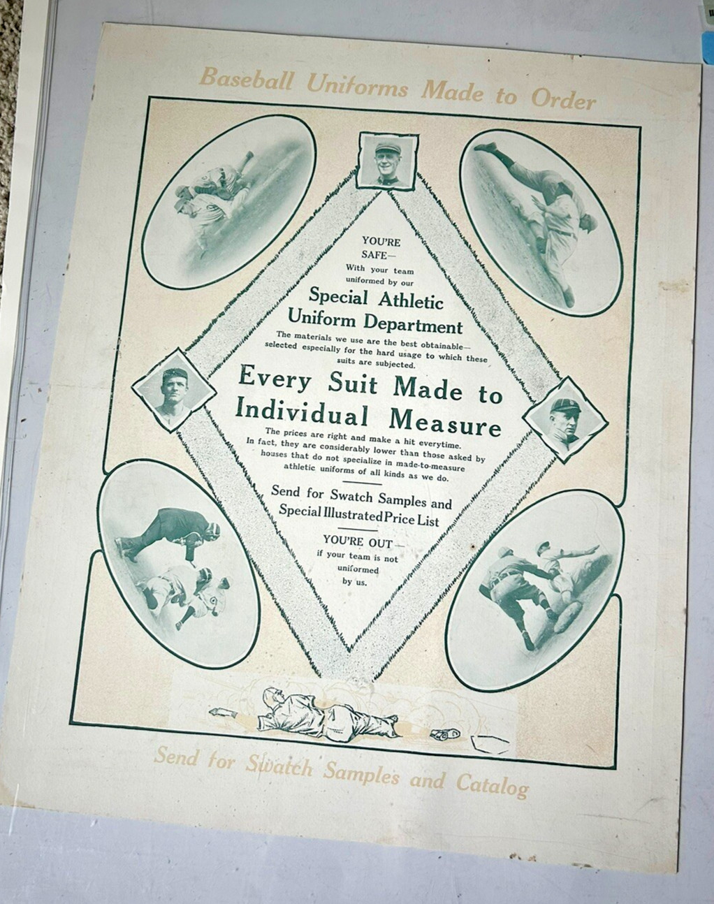 VTG 1900's Deadball Era Uniform Swatches Salesman Kit-Cobb-Evers-Mathewson-MLB