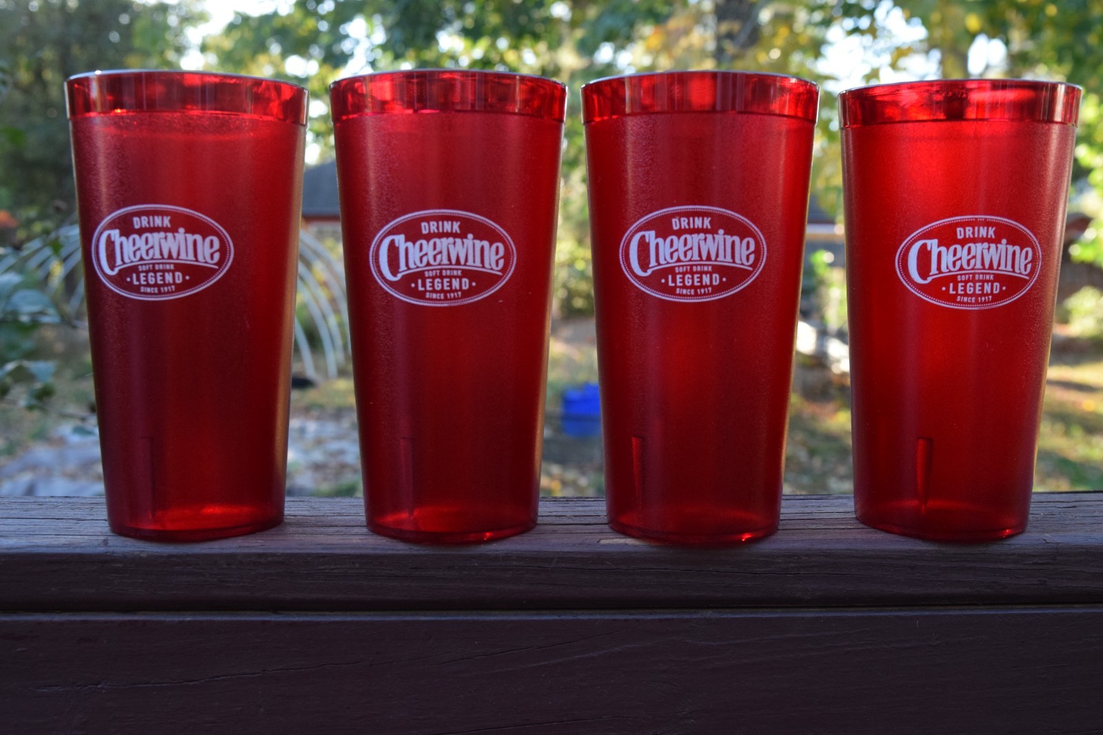 Cheerwine 20 Oz Red Plastic Restaurant Tumbler NOS 1980's Vintage Set of 4