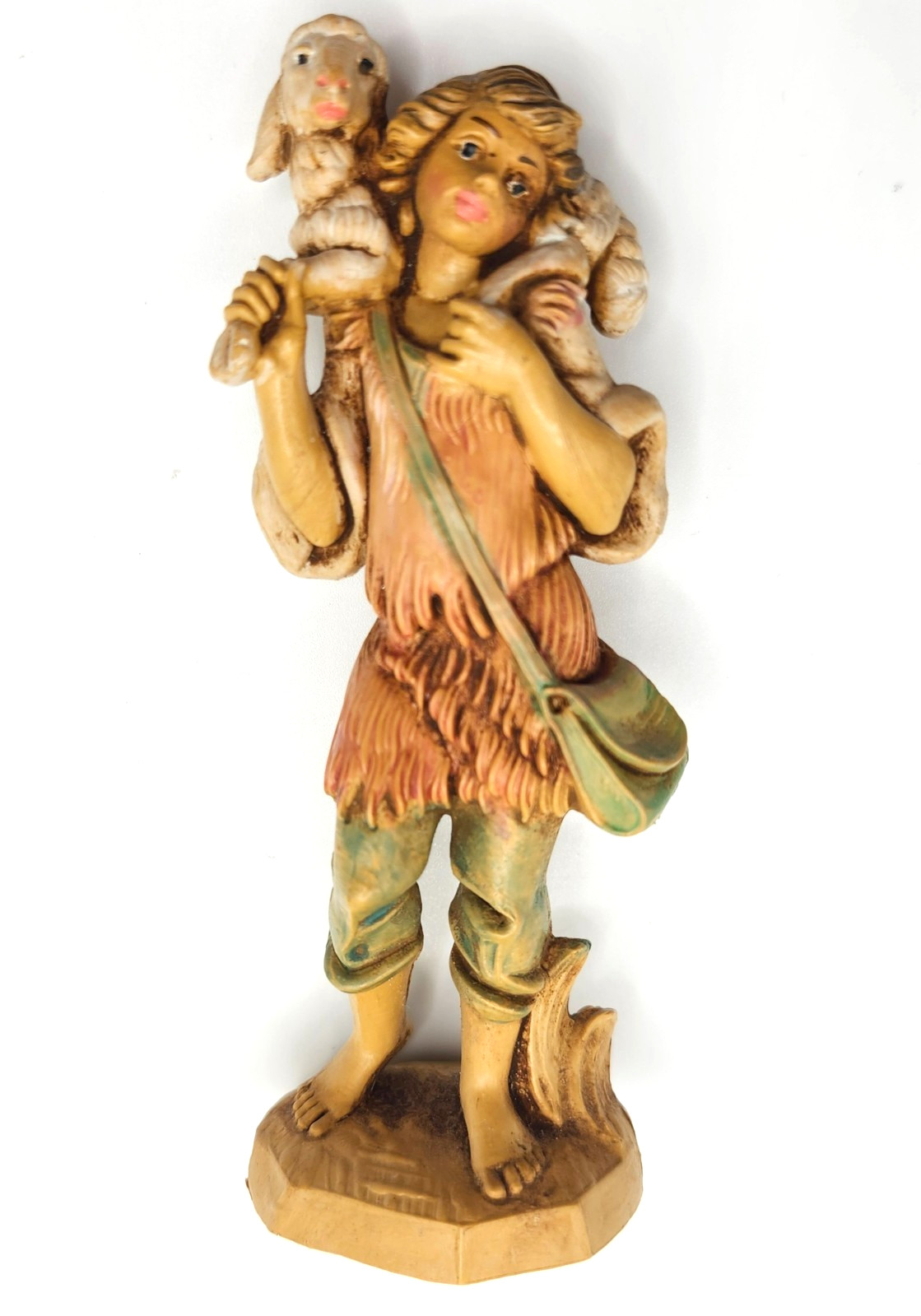 Vintage Italian Nativity Shepherd Boy Figurine with Lamb Fontanini 4