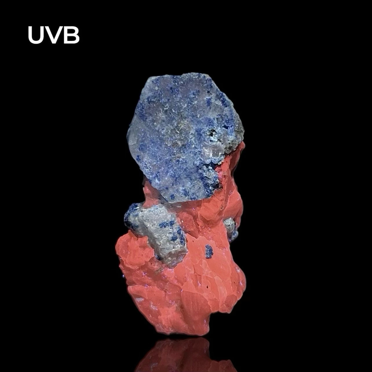 50 Gr. Amazing Fluorescent Afghanite combined Lazurite Crystal On Calcite Matrix