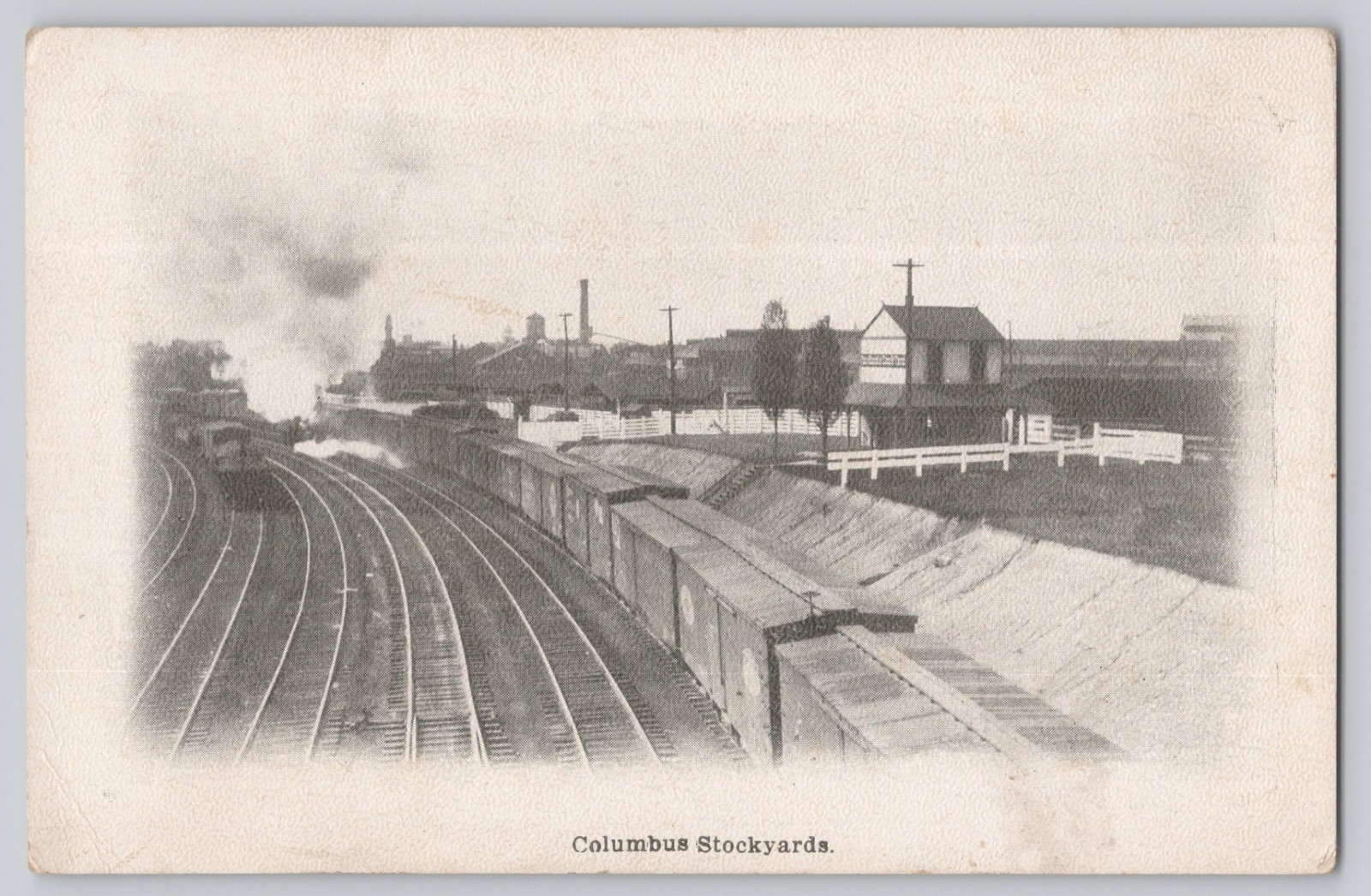 Columbus Ohio Stockyards Postcard ~ Early Rail View ~ Undivided Back