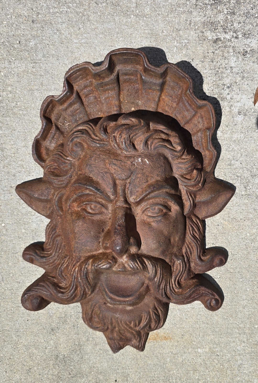  Antique Cast Iron Poseidon Neptune Face Wall Plaque