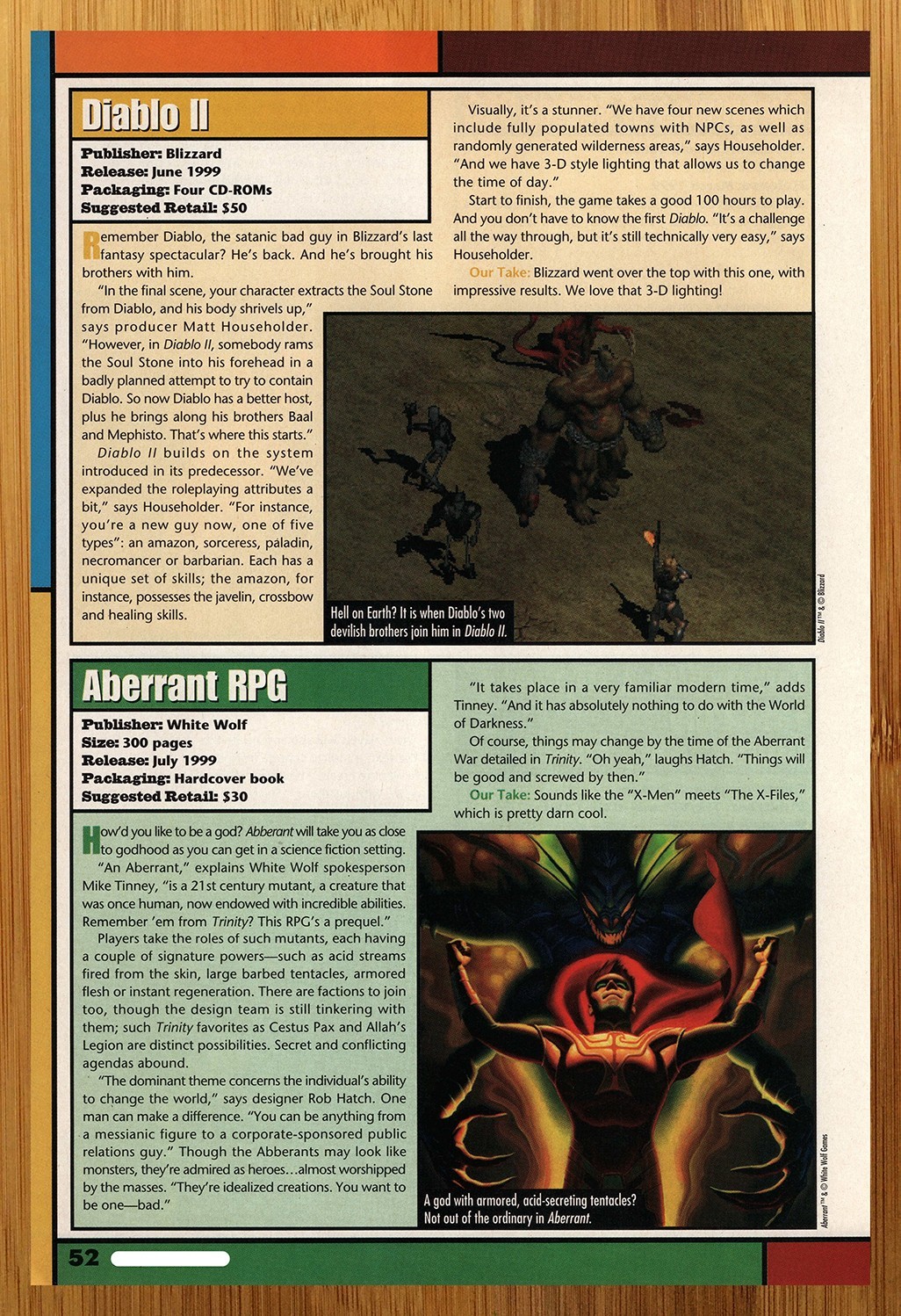 1998 Diablo II 2 PC/Aberrant Roleplaying Game Print Ad/Poster CD-ROM RPG Pop Art