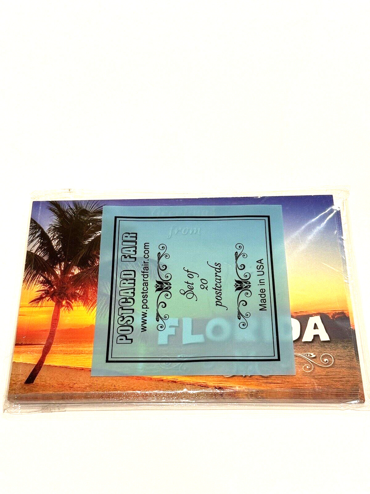 Post Card Fair Greetings Florida Palm Tree Travel Vacation Beach Sunset 20CT NEW