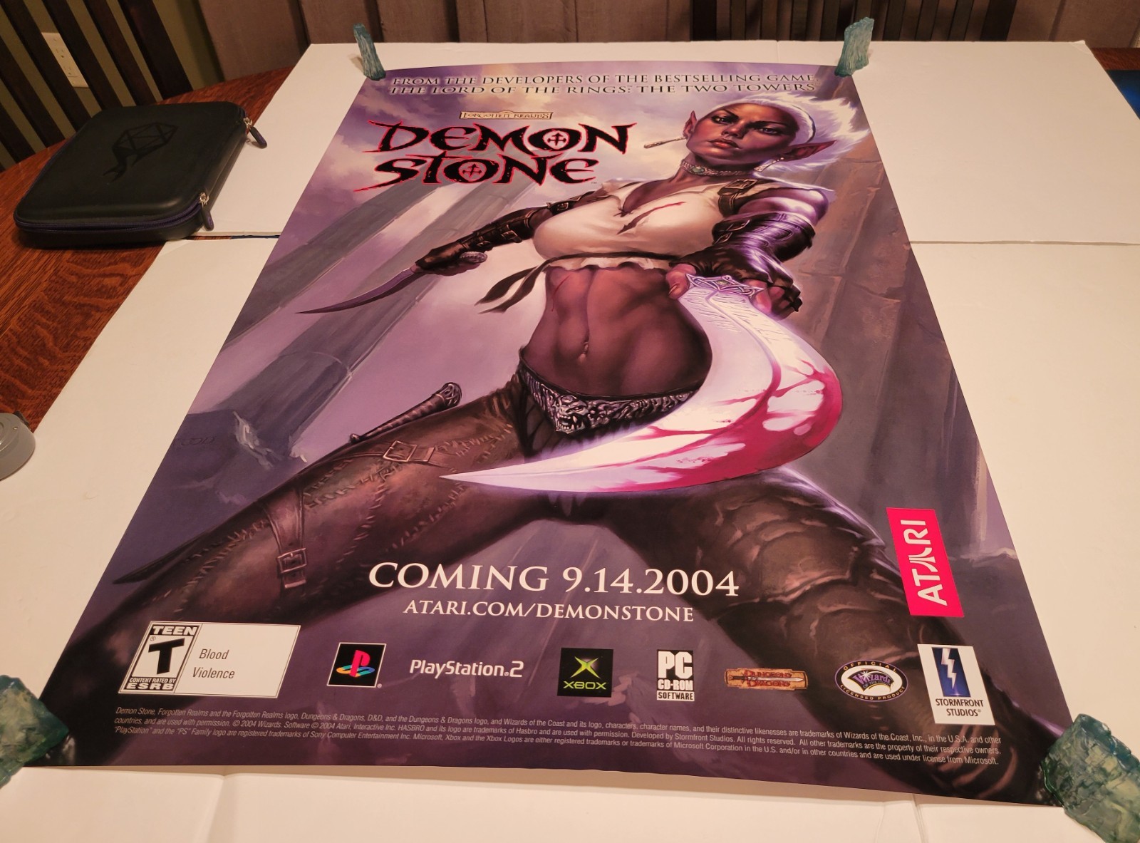 Demon Stone RARE Promo Poster 24x36 Todd Lockwood D&D 2004 Atari xbox Zhai Drow