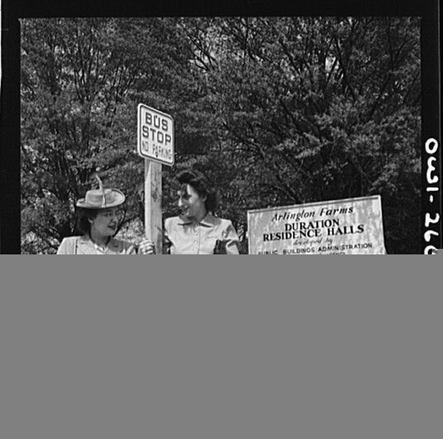 Photo:Arlington Virginia 1940s Bus Stop Arlington Farms Residence Halls