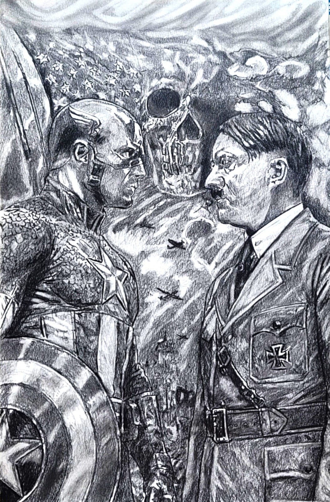 CAPTAIN AMERICA LAST WAR OOAK 11x17 ORIGINAL PENCIL DRAWING MARVEL COMIC ART 117