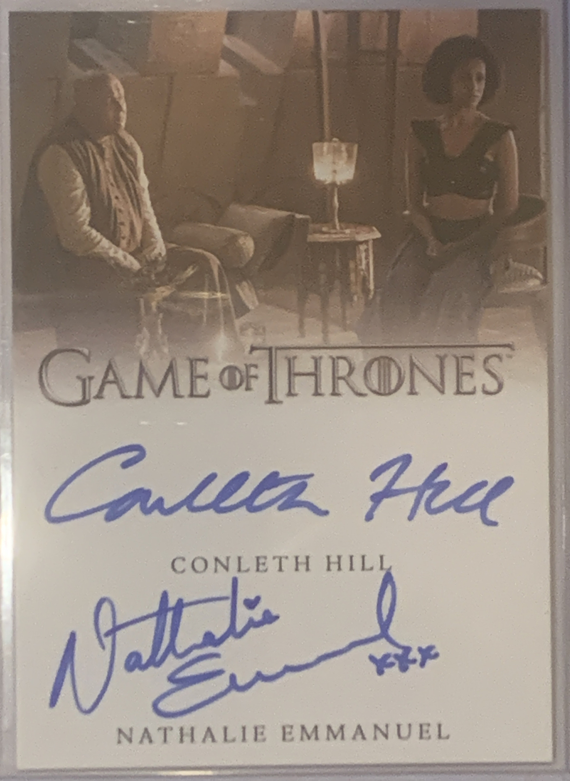 Game of Thrones dual autograph card Conleth Hill Nathalie Emmanuel