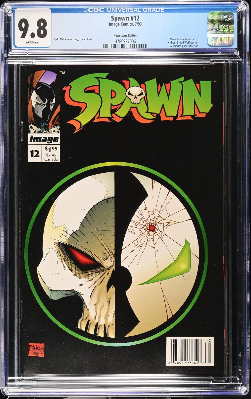 Spawn #12 CGC 9.8 White Pages NEWSSTAND HTF Low Census Image McFarlane