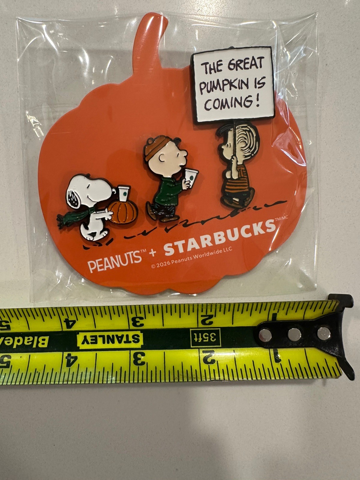 2026 Starbucks Peanuts Enamel Pin Set (of 3) NEW Sealed Great Pumpkin Snoopy 