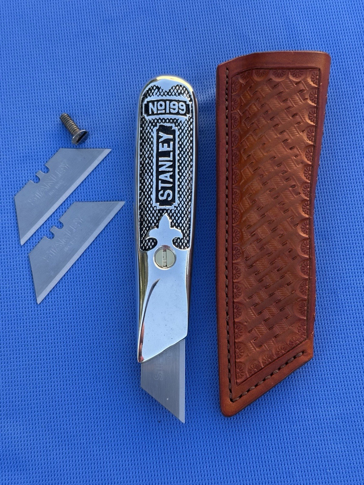 Stanley No. 199 Vintage Razor Utility Craft Knife Restored With Leather Sheath