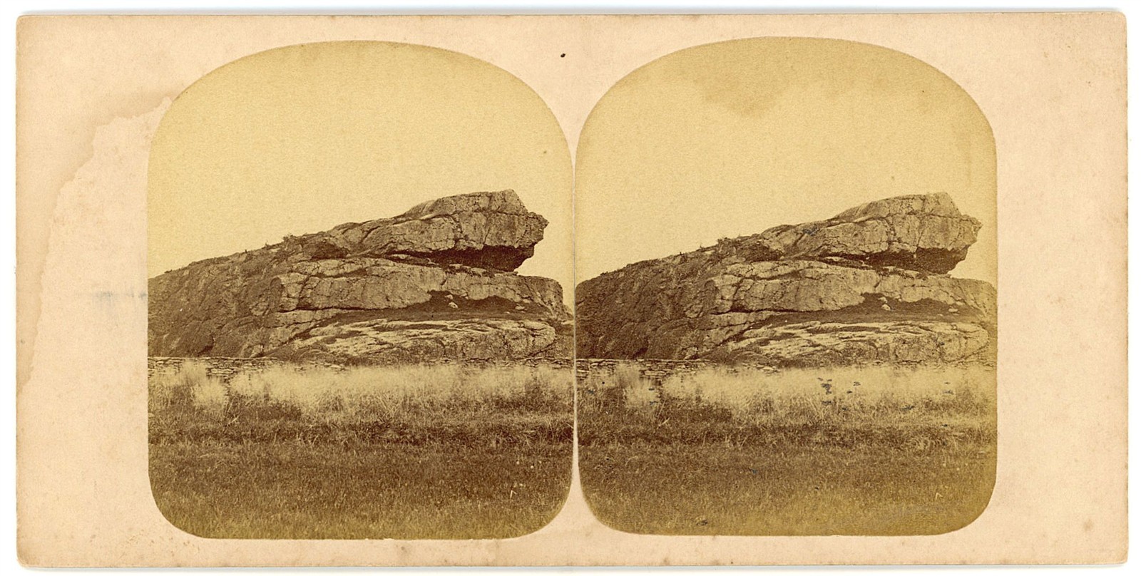 RHODE ISLAND STEREOVIEW - Newport - Hanging Rocks - JA Williams 1870s