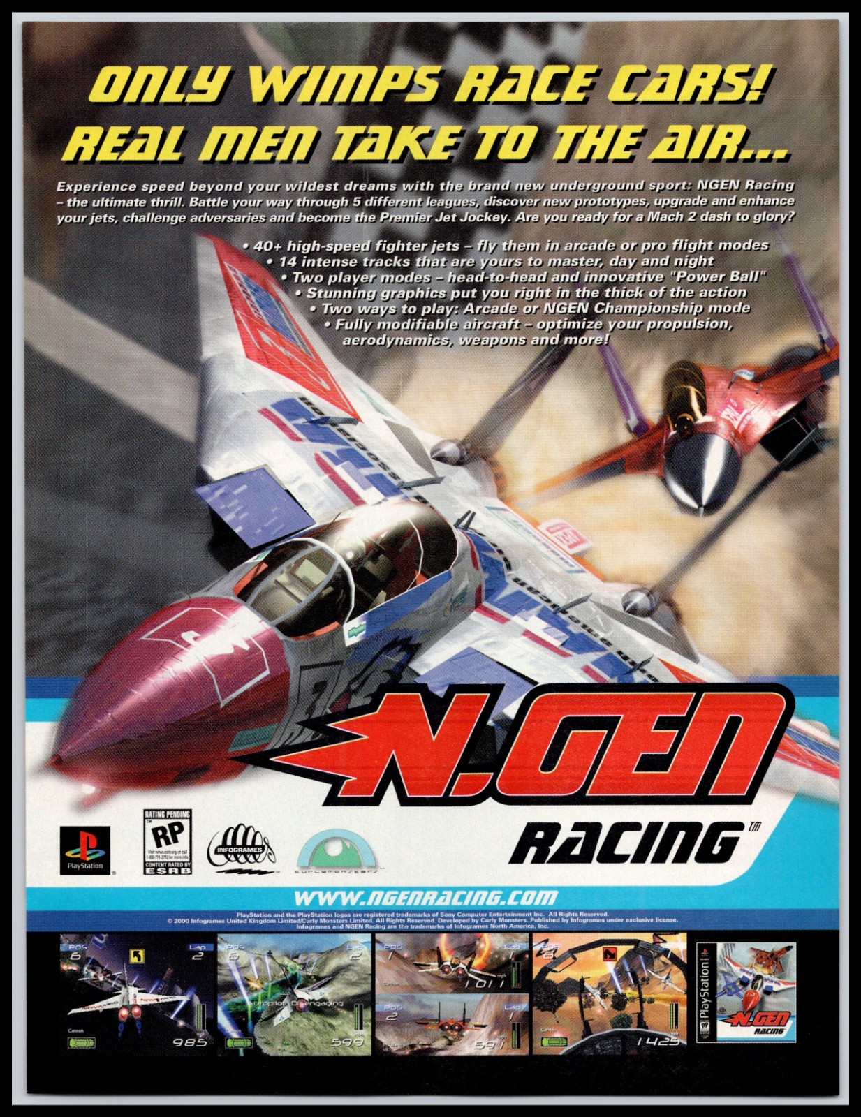 2000 NGEN Racing PlayStation Jet Fighter Combat Game Full Page Print Ad