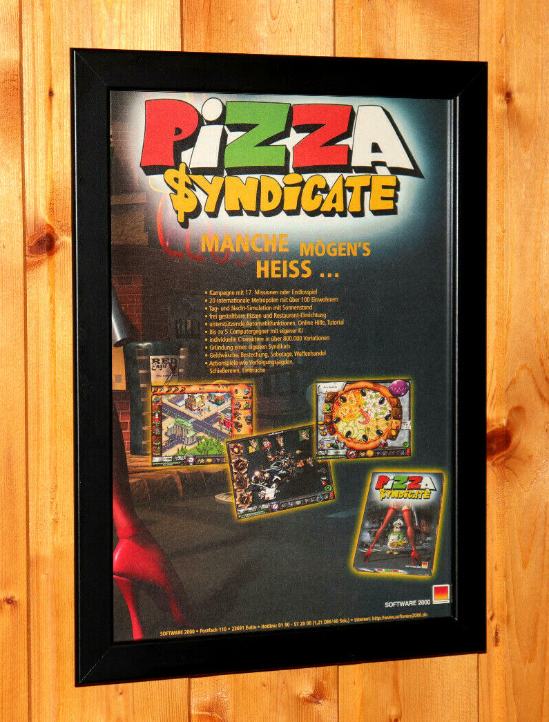 2000 Fast Food Tycoon Pizza Syndicate Rare Small Poster Vintage Ad Page Framed