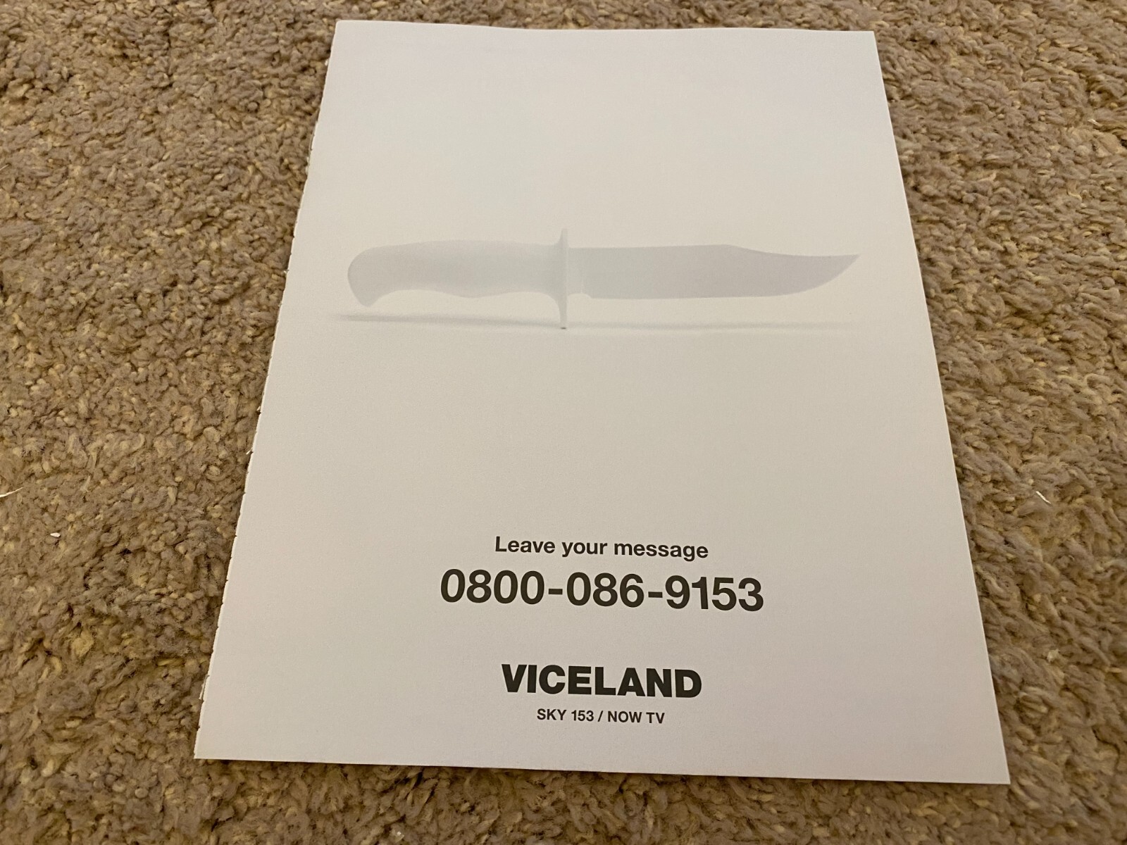 VBK20 ADVERT 11X8 LOVE YOUR MESSAGE. VICELAND SKY153/NOW TV