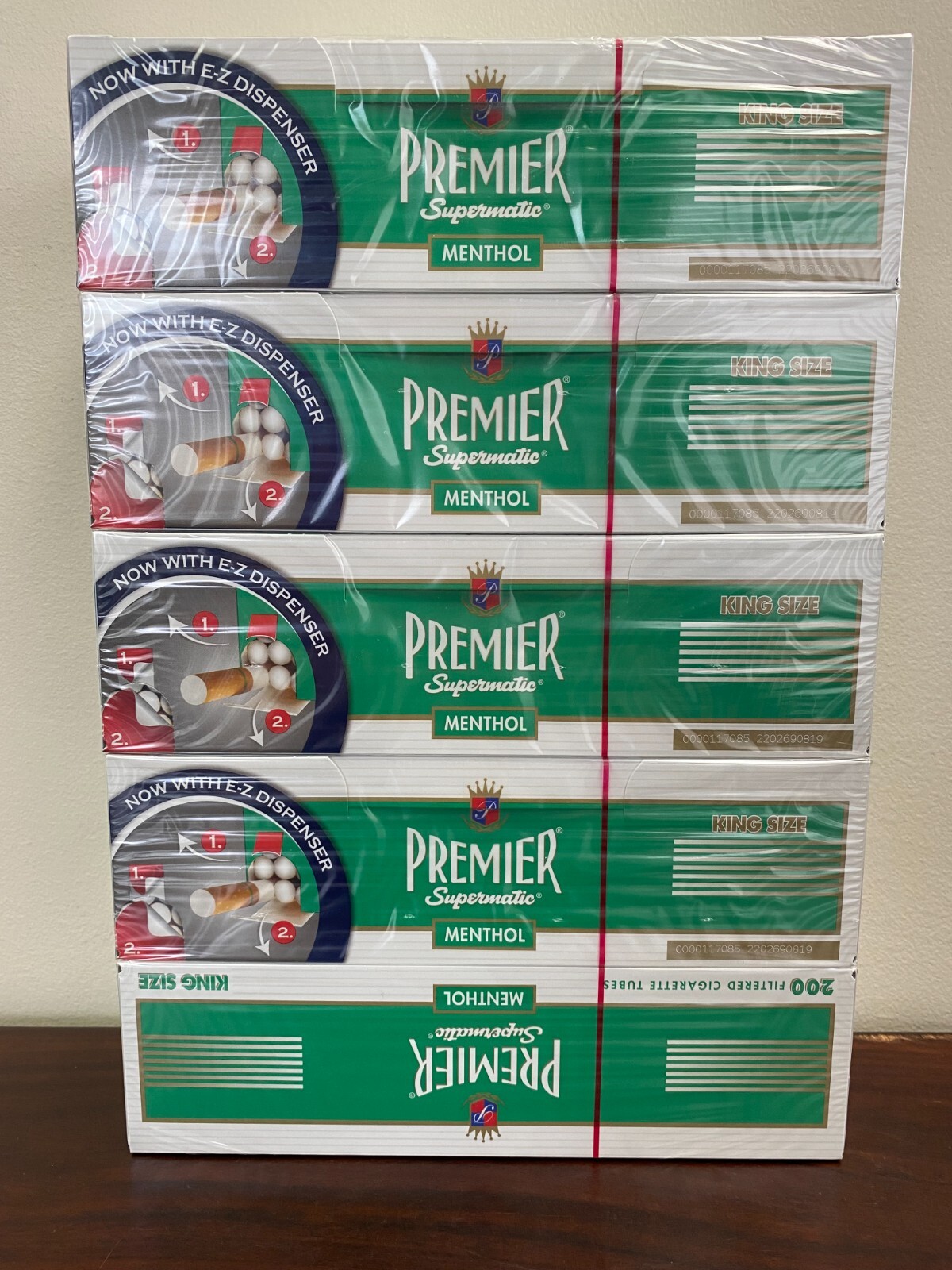 Premier Menthol King Size Cigarette Tubes 5-Boxes~Ships in Box