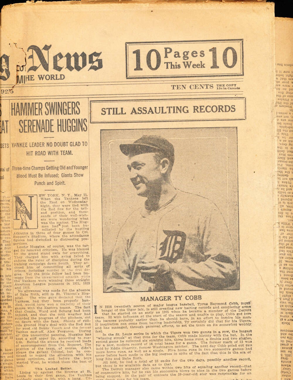 5/14 1925 The sporting News Ty Cobb detroit tigers full issue bxlg