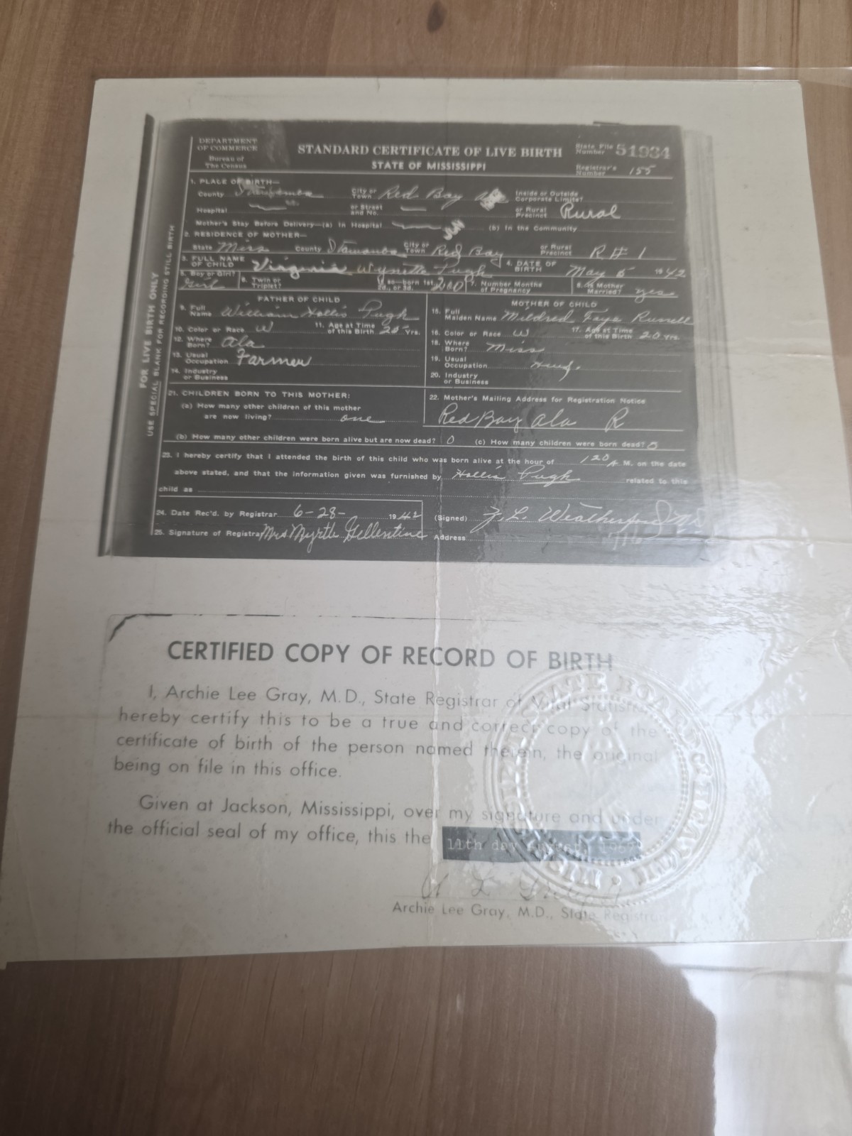 Tammy Wynette Birth Certificate