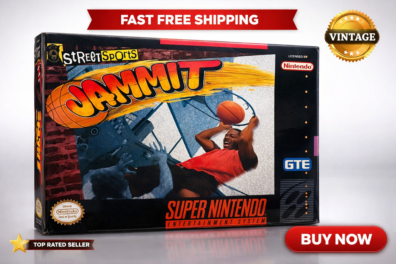 Jammit (Super Nintendo SNES, 1994) Street Sports Basketball - Complete In Box CI