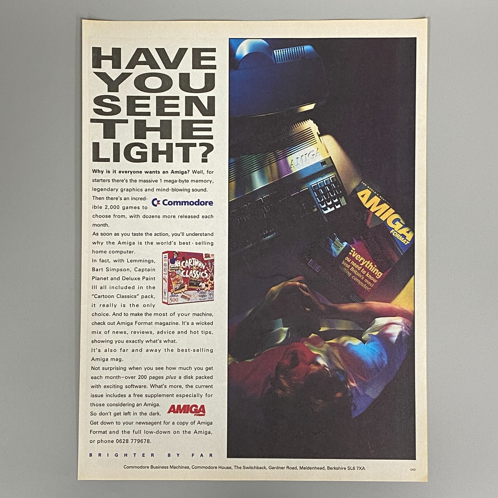 COMMODORE AMIGA FORMAT MAGAZINE 1991 VINTAGE RETRO ADVERT
