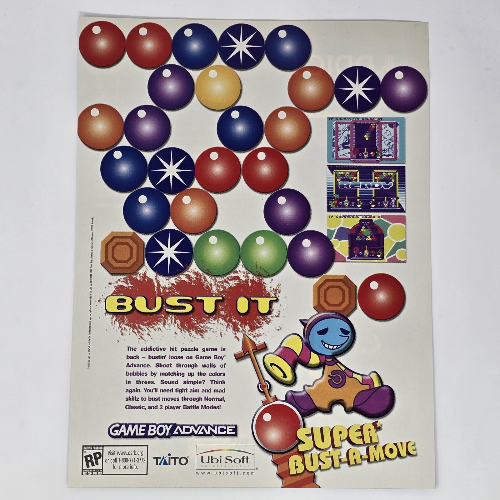 Super Bust-A-Move GameBoy Advance Bust It Print Ad/Poster Official Promo Art