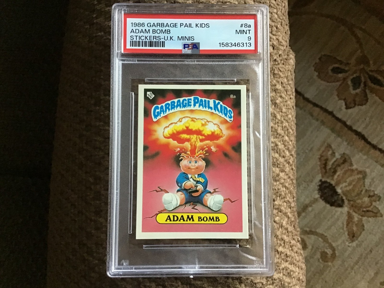1985 Topps Garbage Pail Kids Series 1 #8a ADAM BOMB - UK Mini - Matte - PSA 9