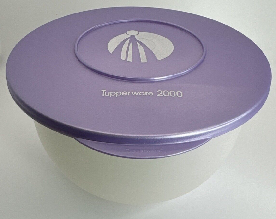Tupperware Impressions Bowl #3093 2.5 L Container Metallic Purple 2000 Logo VTG