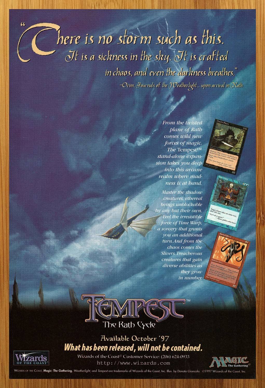 2001 Magic The Gathering Tempest Print Ad/Poster Official MTG CCG TCG Cards Art
