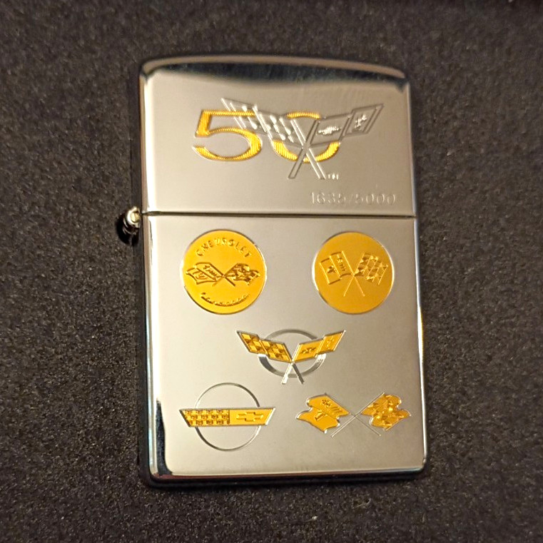 Zippo Chevrolet Corvette 50th Limited Edition In Wood Case