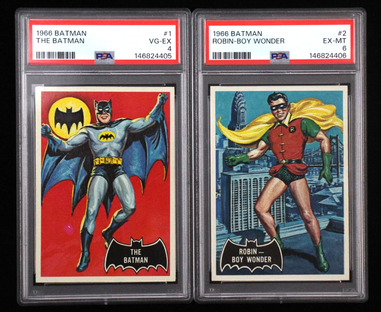 1966 Topps Batman #1 PSA 4 & Robin #2 PSA 6 Pair RARE Eye Appeal