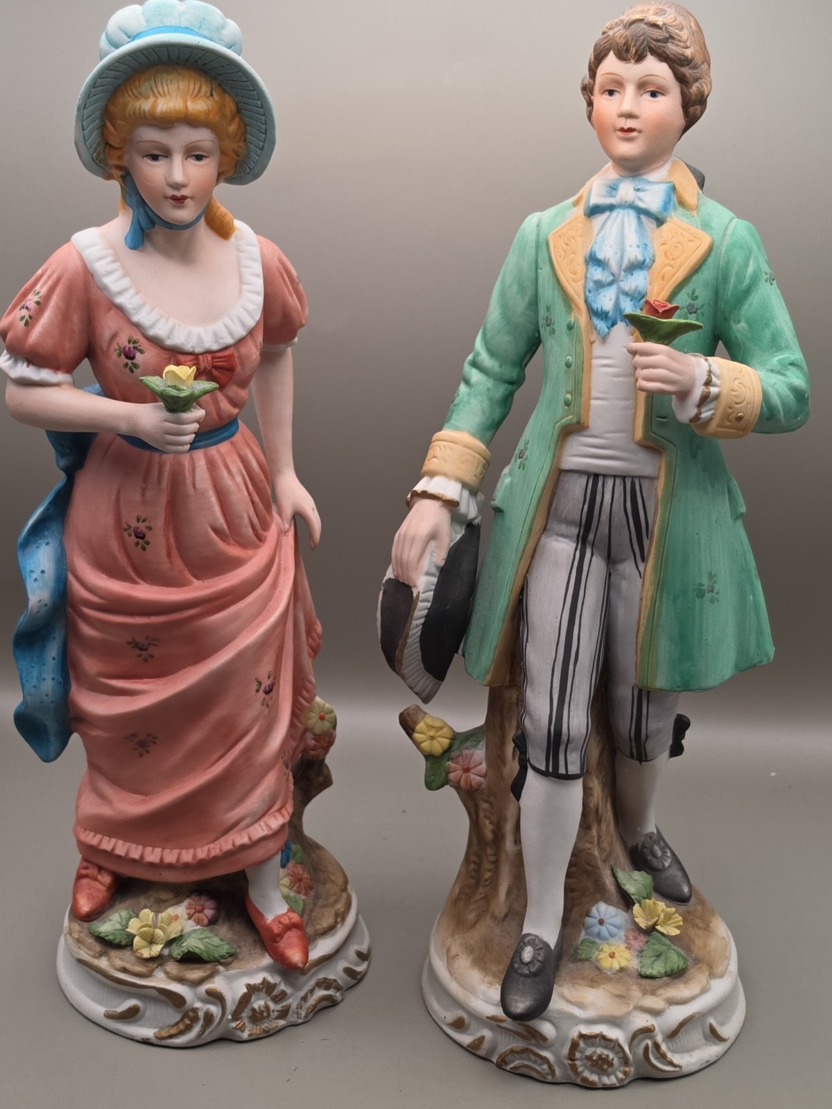 Arnart Royal Crown Porcelain Bisque Figurines ~ Man & Woman LARGE 13.5” Tall