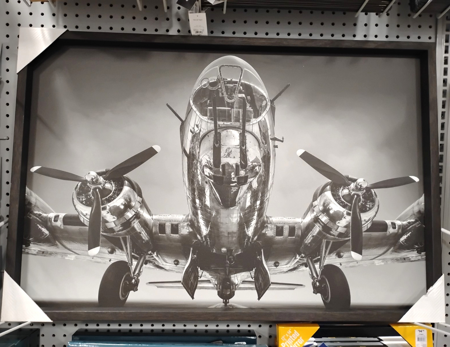 Framed Black & White Aircraft Aviation Photograph, Landscape Wall Art, 1 Piece