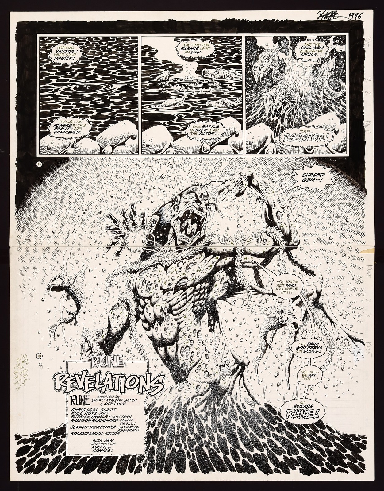 Original Art from Curse of Rune #2 (1995) Pages 2-3 by Kyle Hotz