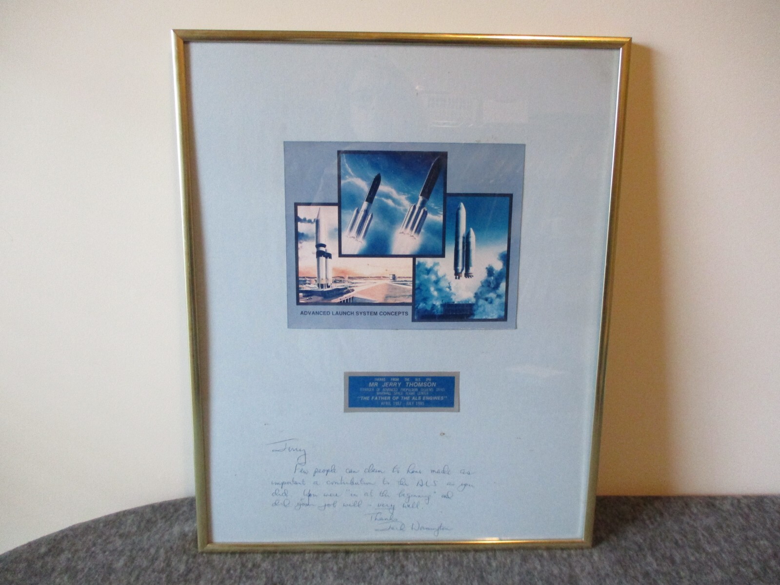 1989 NASA MSFC FATHER OF THE ALS ENGINES (DESIGNER) PROPULSION -RETIREMENT AWARD