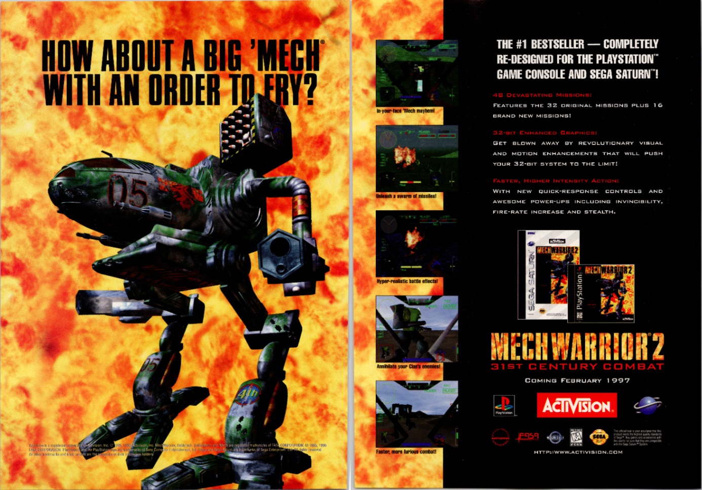 Activision MechWarrior 2 1997 Vintage Original Print Ad PlayStation Sega Saturn