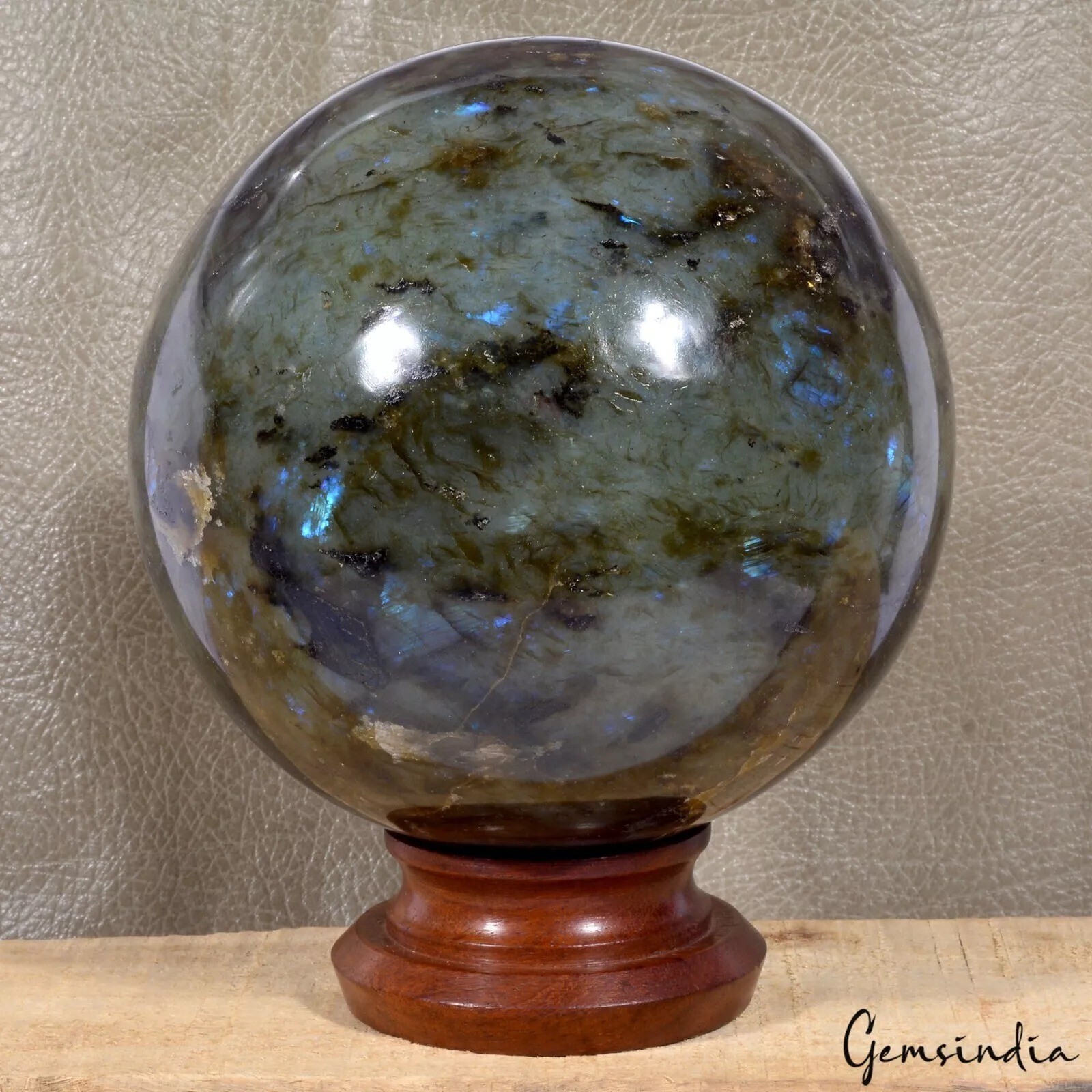 9.19 LB Natural Labradorite Quartz Crystal Sphere Energy Healing Stone Ball 5.5