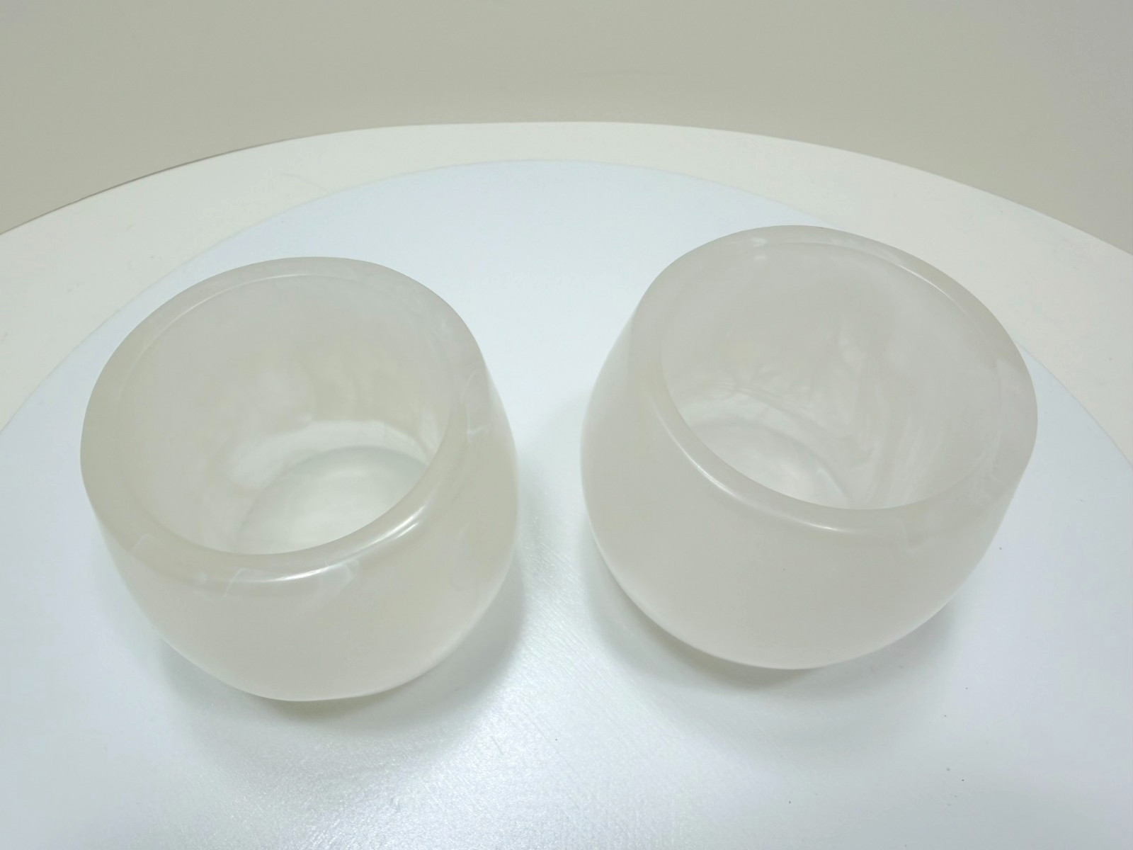 2 Vintage Transluscent Alabaster Swirl Lucite Votive Candle Holders