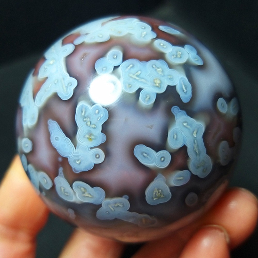 RARE 206G Natural Polished Colorful Scarlet Banded Agate Ball Healing A4708