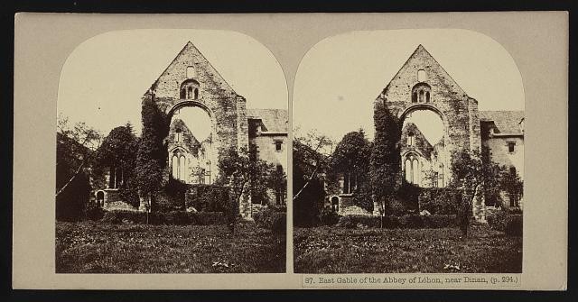 Photo:Dinan France 1850s Abbey of L�hon East Gable Ruins Stereoview