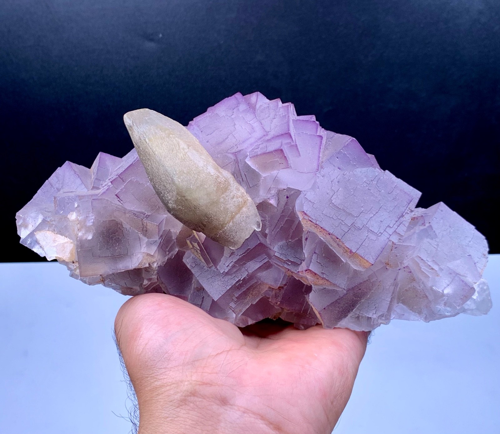 1.4 Kg Amazing Light Purple Cubic Fluorite With Calcite From Baluchistan Pak.