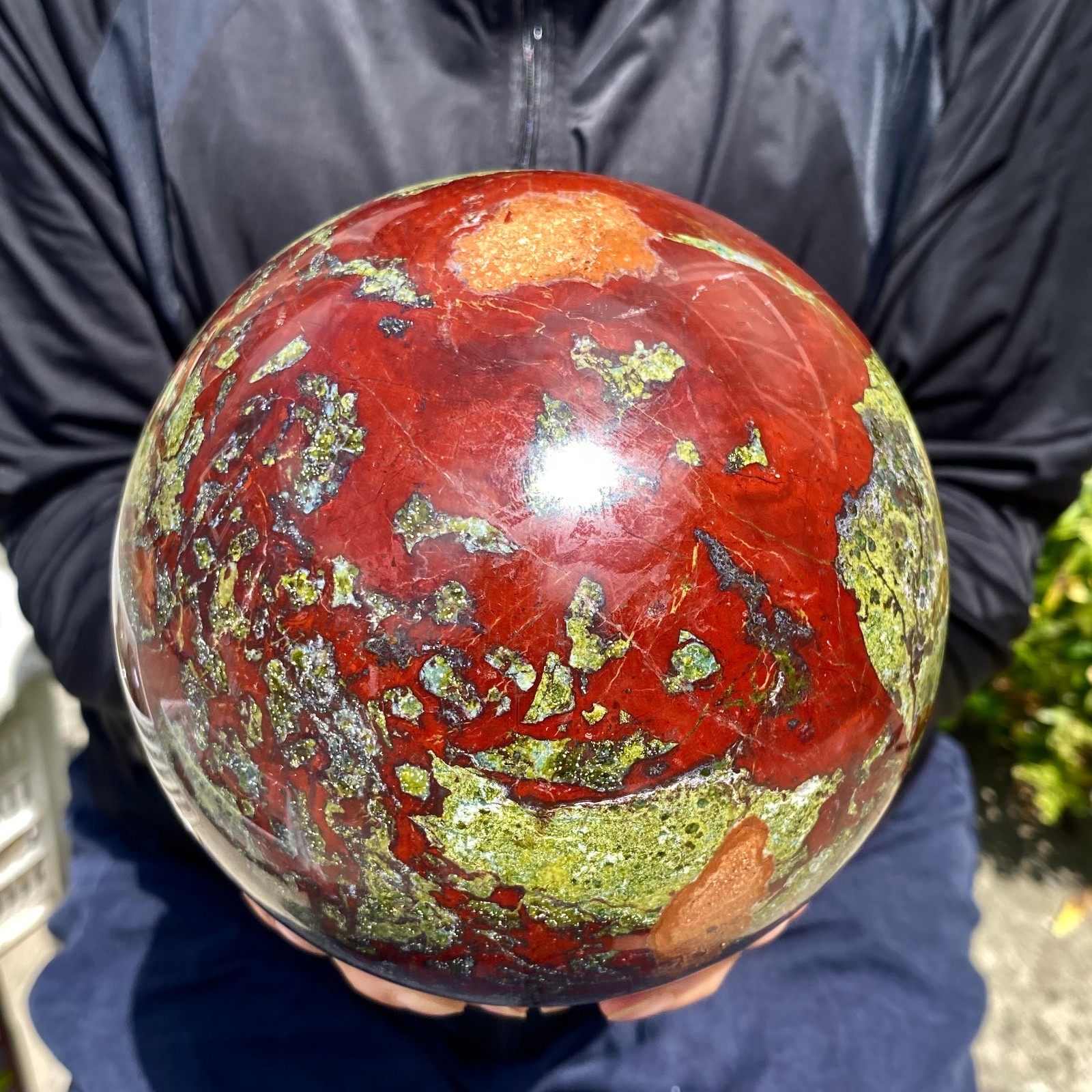 10.54LB Natural dragon blood stone quartz sphere crystal ball reiki healing